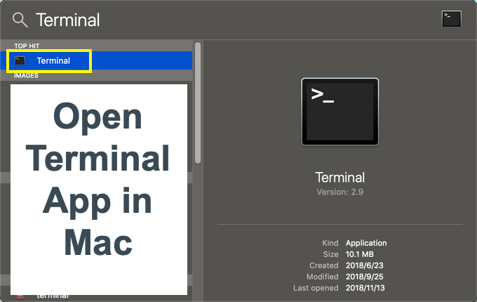 Open file in terminal mac